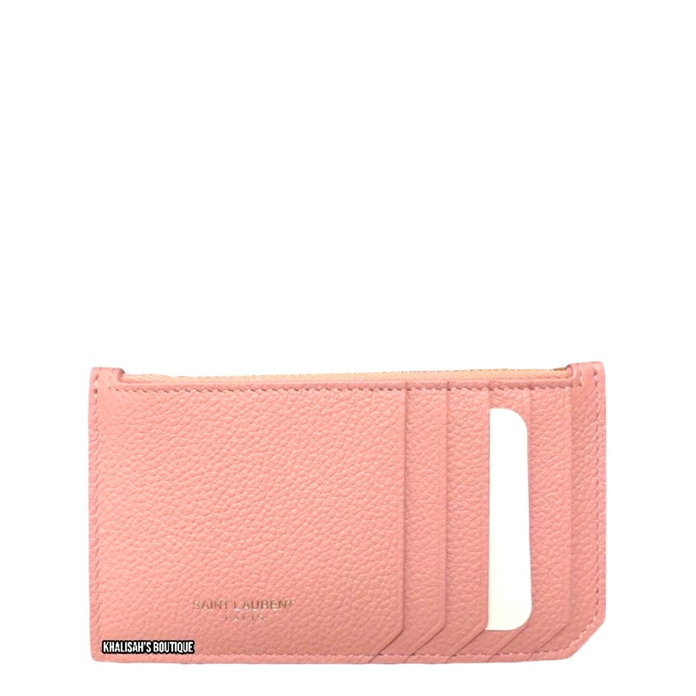 NWT & Rare Color! YSL Saint Laurent Fragment Card Case/Wallet Grained Rose Antic - Picture 9 of 12